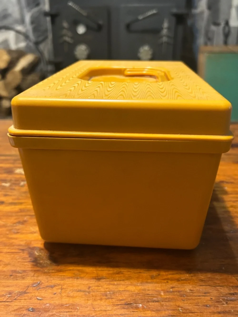 Wil-Hold Wilson Plastic Mustard Small Empty Sewing Box